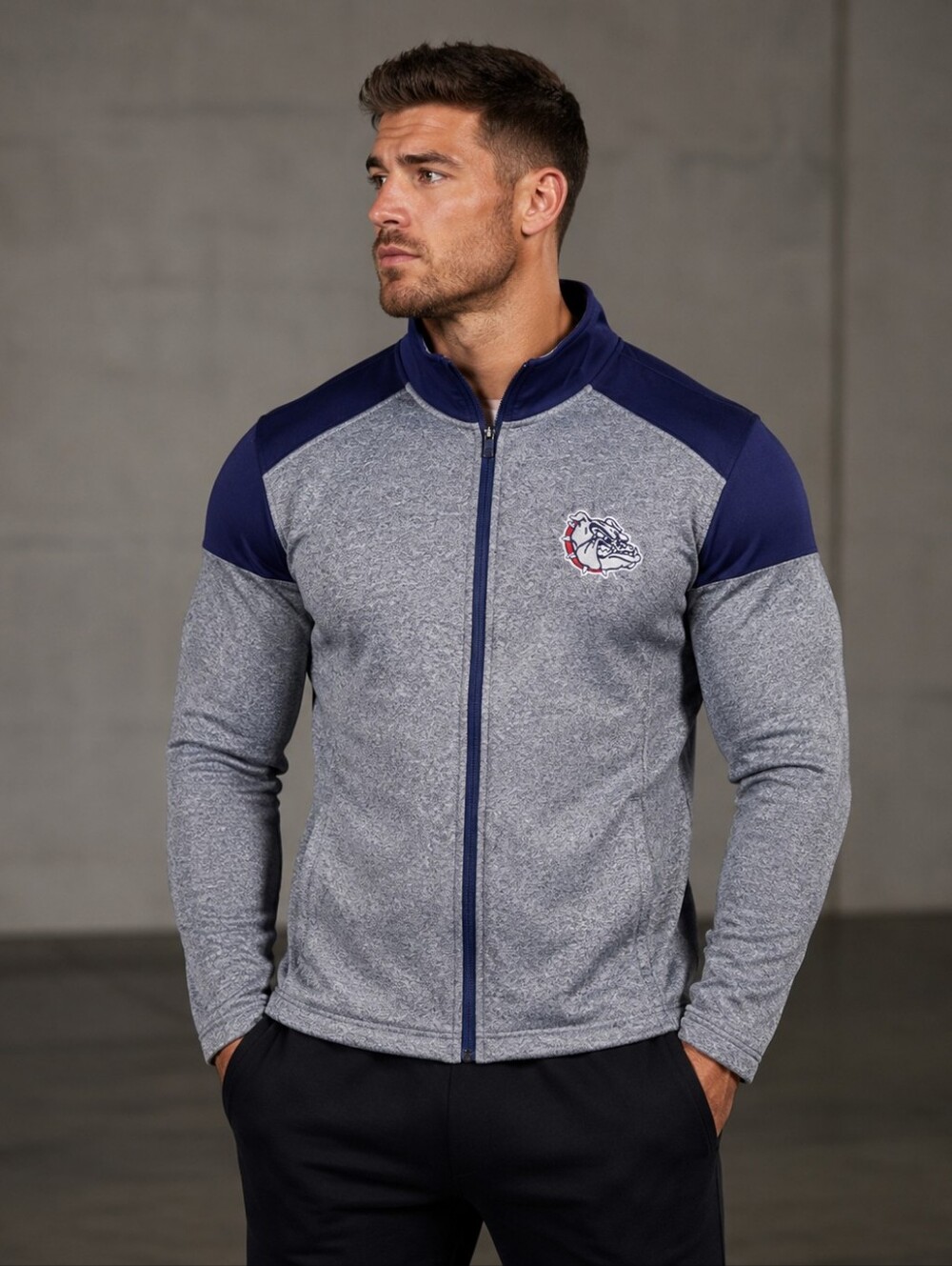 ZAGS G.U. GONZAGA BULLDOGS FLEECE ZIP FRONT JACKET MENS SMALL LIKE NEW